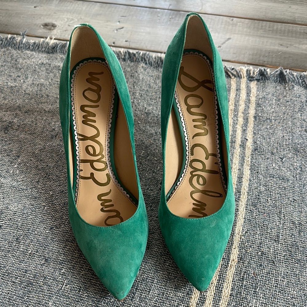 Sam Edelman Teal Suede Heels Size 9